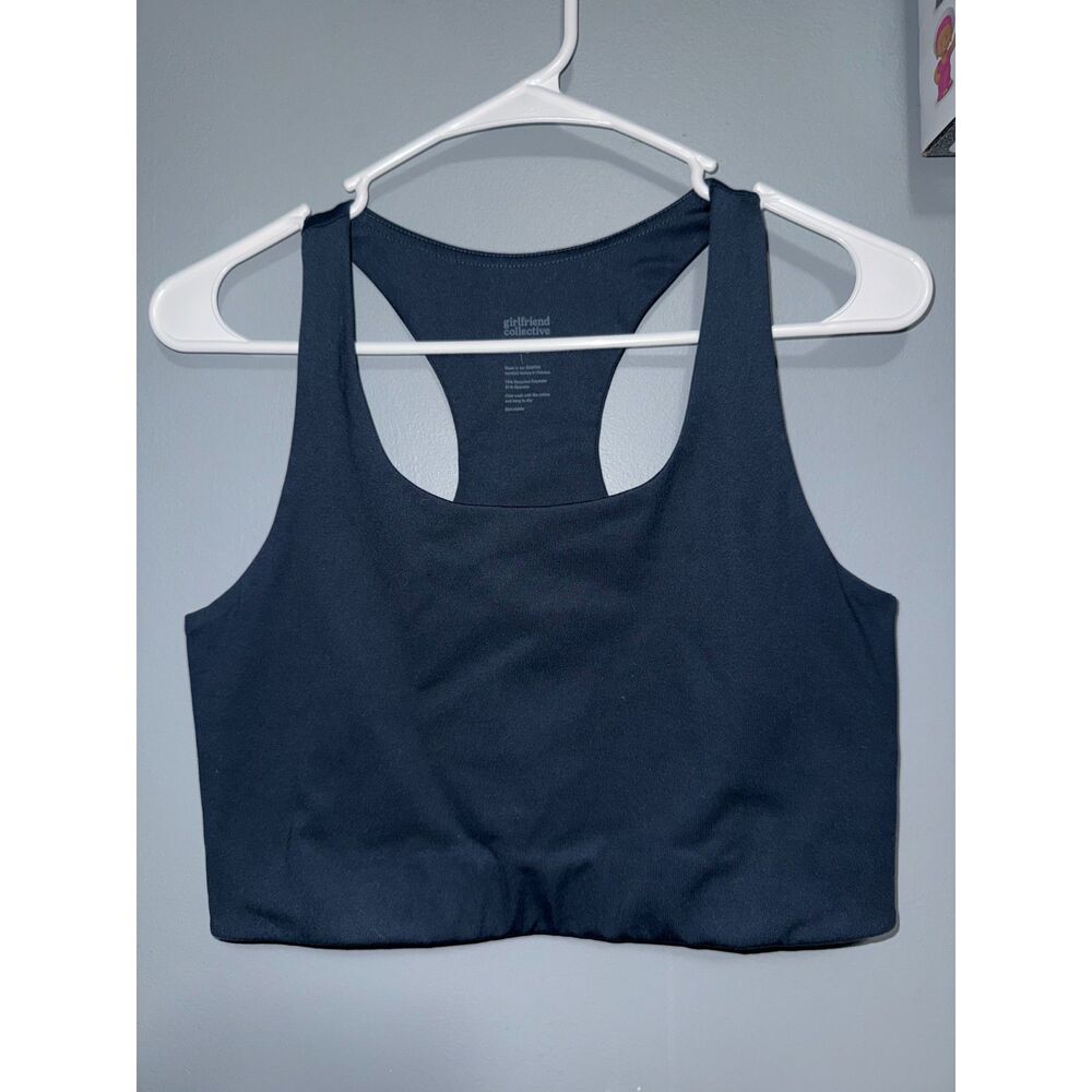 Girlfriend Collective Navy 'Paloma' Sports Bra | Size Large | Activewear